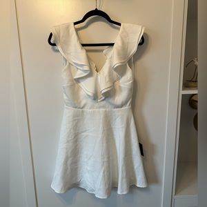 Lulus Divine Darling Ruffled Skater dress in white, size medium, NWT